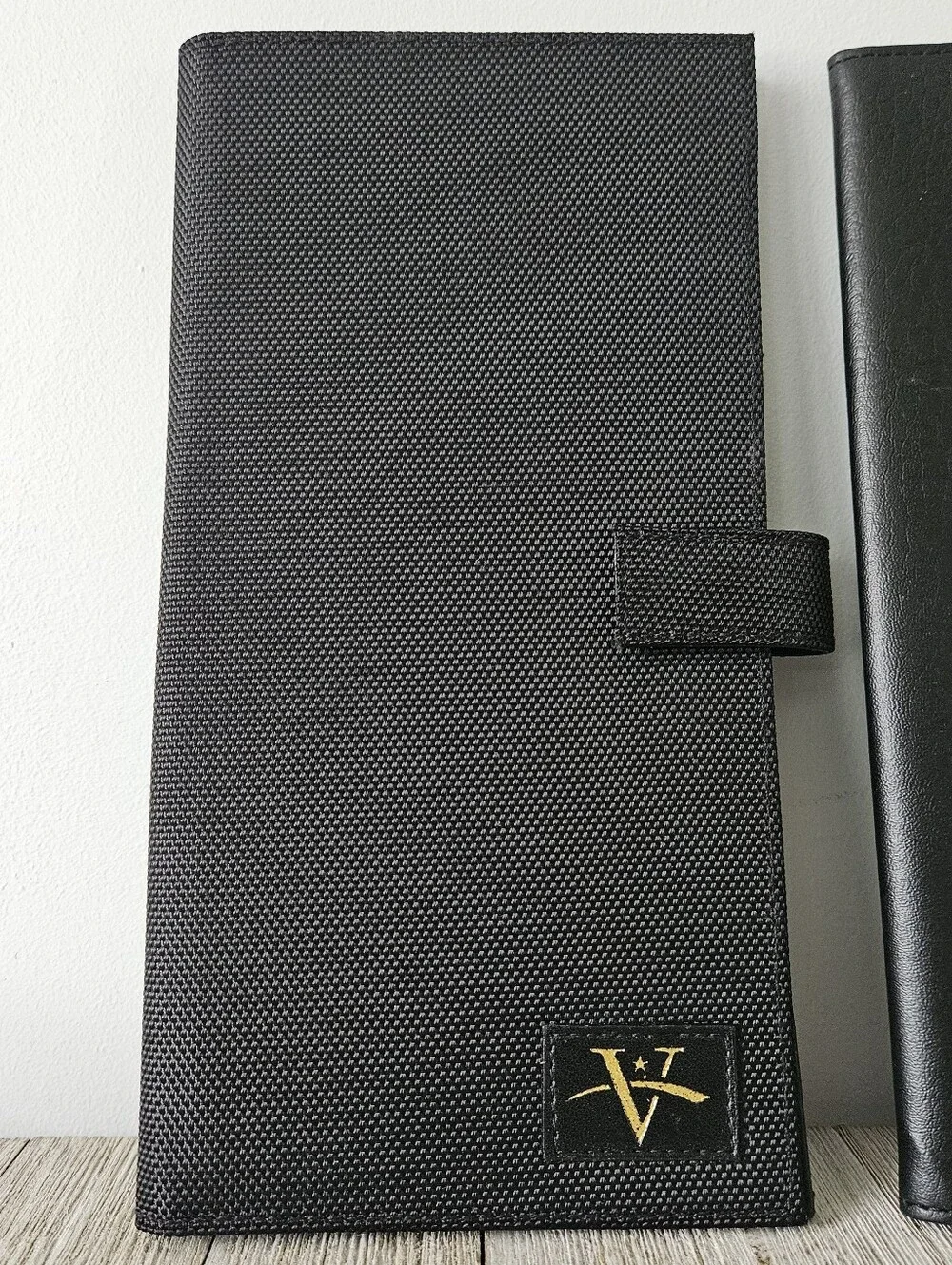 Pair of Vantqge Deluxe World Travel Black Document Passport Folder Holder Set ea